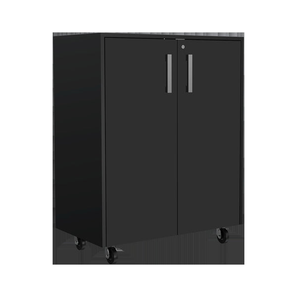 Homeroots 28" Black Wall Mounted Accent Cabinet With Twelve Shelves And Six Drawers  Manufactured Wood 546376