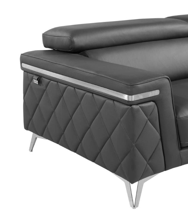 HomeRoots 70" Contemporary Leather Loveseat with Silver Accents, Adjustable Headrests, and Sleek Steel Legs WHITE 546377