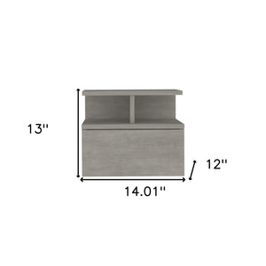 Homeroots 13" Gray One Drawer Faux Wood Floating Nightstand   546379