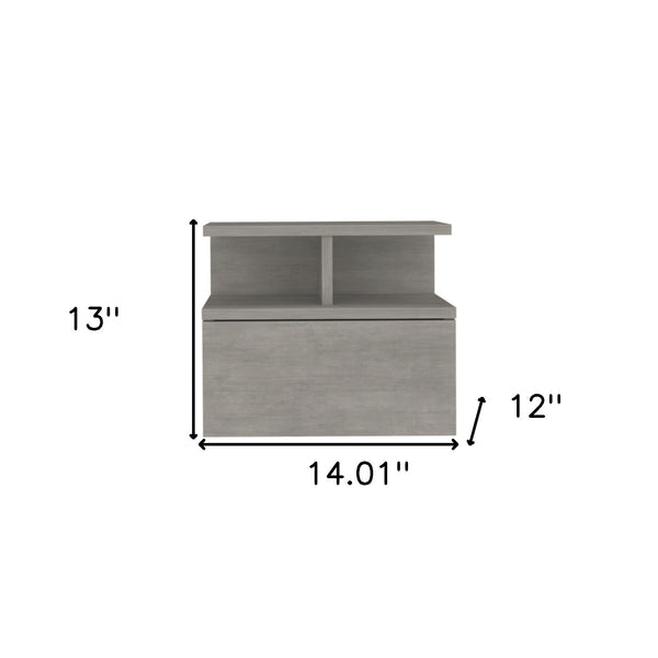 Homeroots 13" Gray One Drawer Faux Wood Floating Nightstand   546379