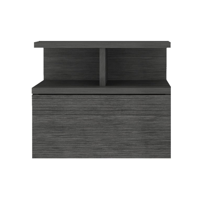 HomeRoots 13 Inch Floating Wood Nightstand with Single Drawer for Modern Bedroom Storage 546380