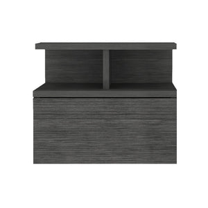 HomeRoots 13 Inch Floating Wood Nightstand with Single Drawer for Modern Bedroom Storage 546380