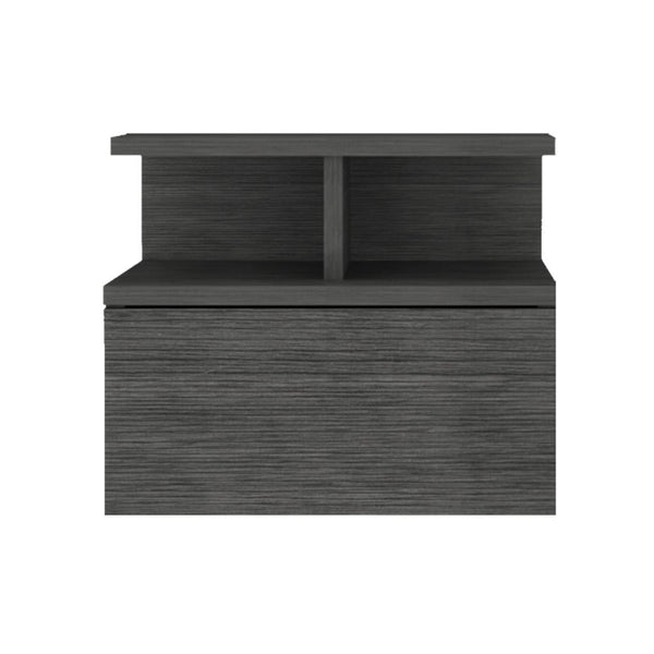 HomeRoots 13 Inch Floating Wood Nightstand with Single Drawer for Modern Bedroom Storage 546380