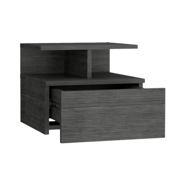 13 Inch Floating Wood Nightstand with Single Drawer for Modern Bedroom Storage