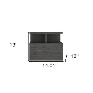 Homeroots 13" Dark Gray One Drawer Faux Wood Floating Nightstand   546380