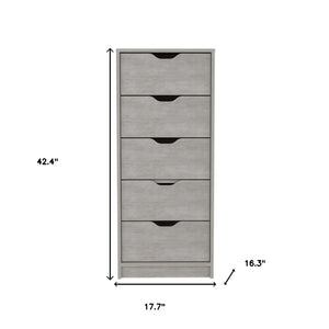 Homeroots 18" Gray Five Drawer Standard Chest  Manufactured Wood 546381