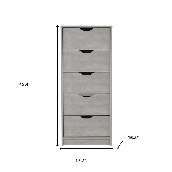 Homeroots 18" Gray Five Drawer Standard Chest  Manufactured Wood 546381
