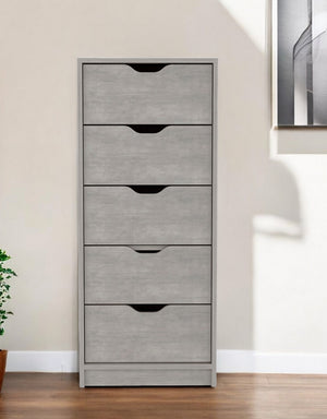 Homeroots 18" Gray Five Drawer Standard Chest  Manufactured Wood 546381