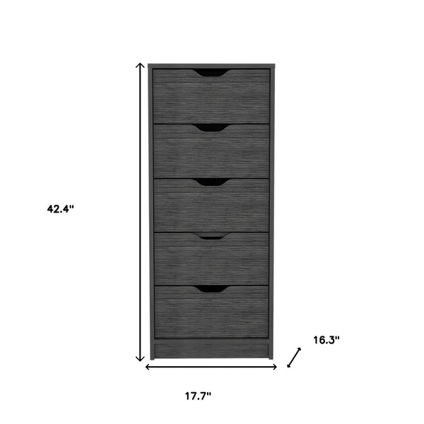 Homeroots 18" Gray Five Drawer Standard Chest  Manufactured Wood 546382