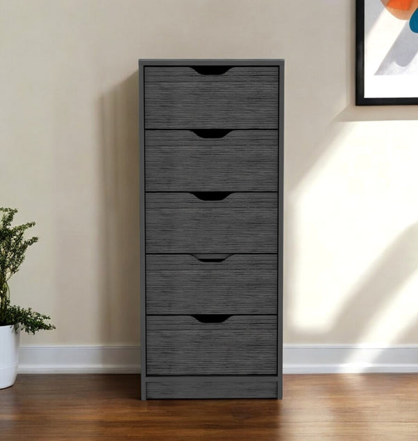 Homeroots 18" Gray Five Drawer Standard Chest  Manufactured Wood 546382