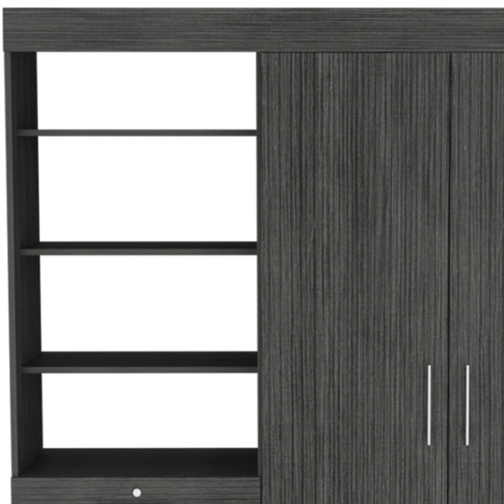 HomeRoots 59" Gray Three Drawer Combo Dresser - Stylish Storage Solution with Durable Design for Any Room 546383