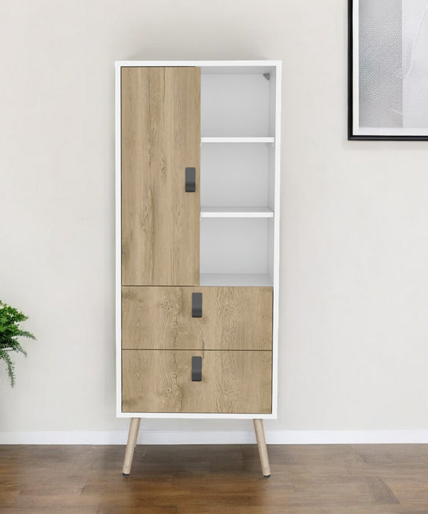 Homeroots 20" White And Natural Two Drawer Chest  Manufactured Wood 546384