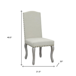 Homeroots Set Of Two Beige And Gray Upholstered Fabric Dining Parsons Chairs  Wood 546387