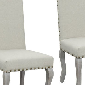Homeroots Set Of Two Beige And Gray Upholstered Fabric Dining Parsons Chairs  Wood 546387