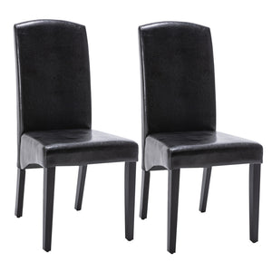 Homeroots Set Of Two Black Upholstered Faux Leather Dining Parsons Chairs  Wood 546388