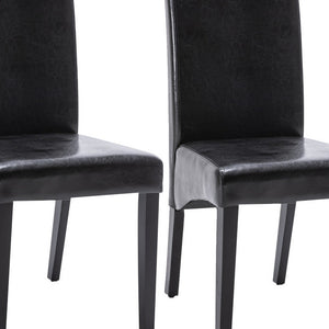 Homeroots Set Of Two Black Upholstered Faux Leather Dining Parsons Chairs  Wood 546388