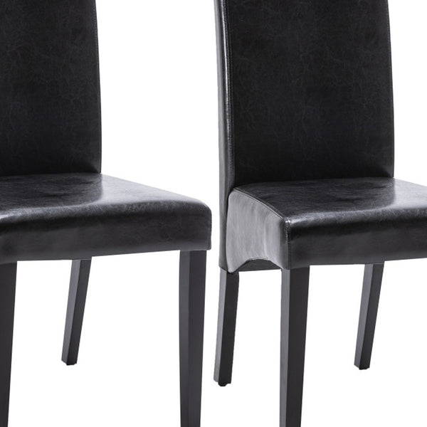 Homeroots Set Of Two Black Upholstered Faux Leather Dining Parsons Chairs  Wood 546388