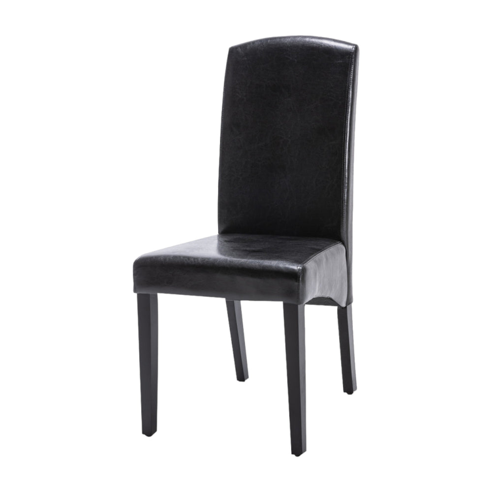 Homeroots Set Of Two Black Upholstered Faux Leather Dining Parsons Chairs  Wood 546388