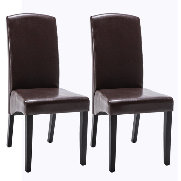 Homeroots Set Of Two Brown And Black Upholstered Faux Leather Dining Parsons Chairs  Wood 546389