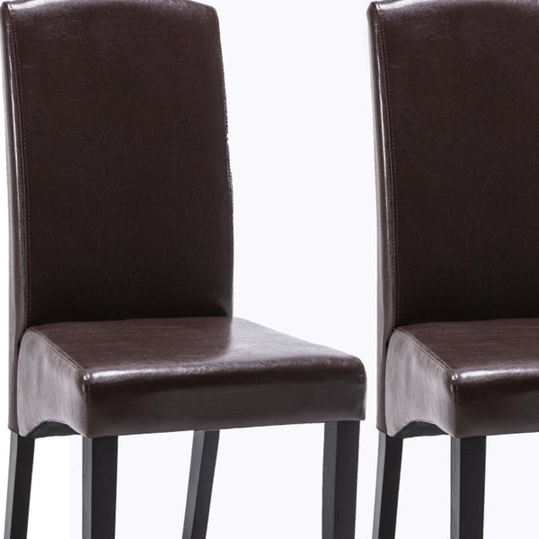 Homeroots Set Of Two Brown And Black Upholstered Faux Leather Dining Parsons Chairs  Wood 546389