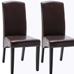Homeroots Set Of Two Brown And Black Upholstered Faux Leather Dining Parsons Chairs  Wood 546389