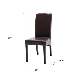 Homeroots Set Of Two Brown And Black Upholstered Faux Leather Dining Parsons Chairs  Wood 546389