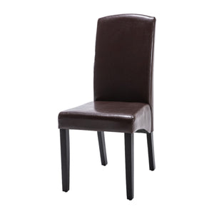 Homeroots Set Of Two Brown And Black Upholstered Faux Leather Dining Parsons Chairs  Wood 546389