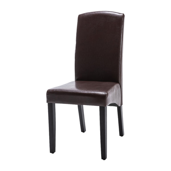 Homeroots Set Of Two Brown And Black Upholstered Faux Leather Dining Parsons Chairs  Wood 546389