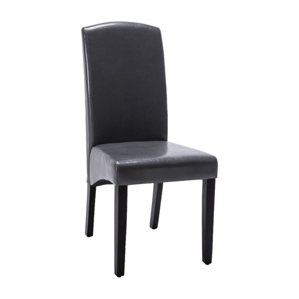 Homeroots Set Of Two Dark Gray And Black Upholstered Faux Leather Dining Parsons Chairs  Wood 546390