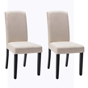 Homeroots Set Of Two Beige And Black Upholstered Polyester Dining Parsons Chairs  Wood 546392
