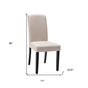 Homeroots Set Of Two Beige And Black Upholstered Polyester Dining Parsons Chairs  Wood 546392