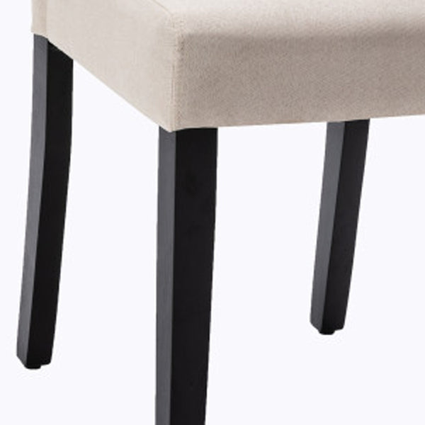 Homeroots Set Of Two Beige And Black Upholstered Polyester Dining Parsons Chairs  Wood 546392