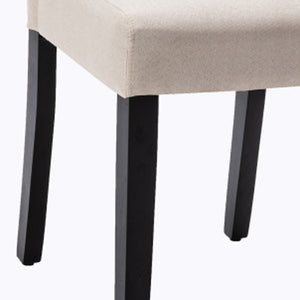 Homeroots Set Of Two Beige And Black Upholstered Polyester Dining Parsons Chairs  Wood 546392