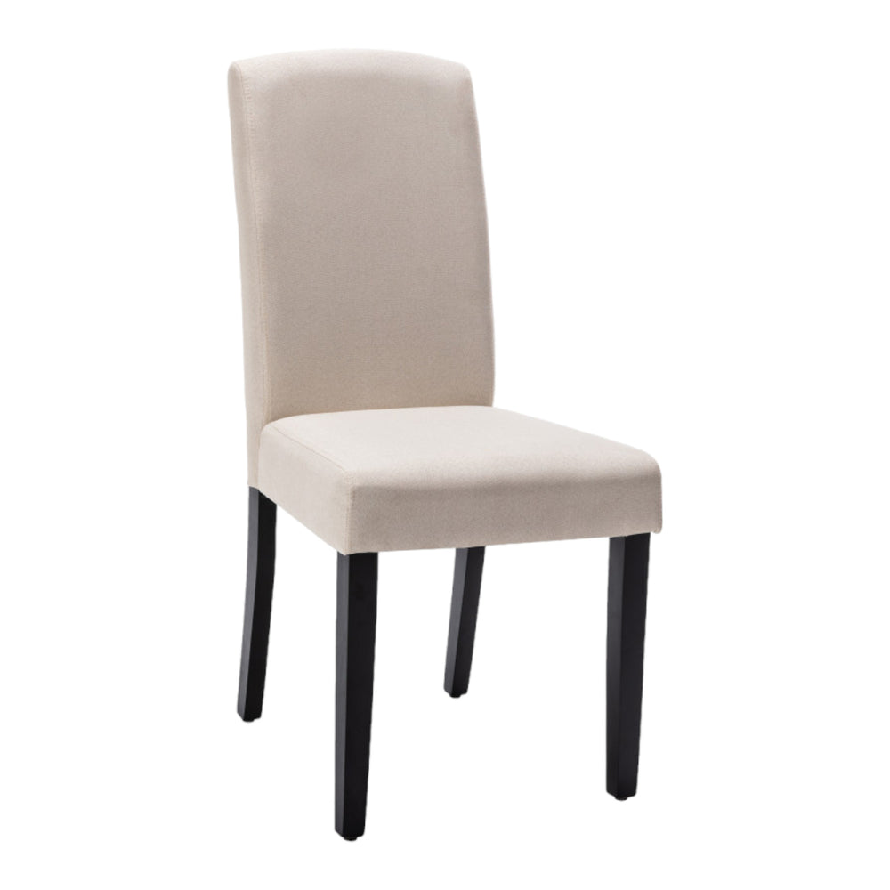 Homeroots Set Of Two Beige And Black Upholstered Polyester Dining Parsons Chairs  Wood 546392