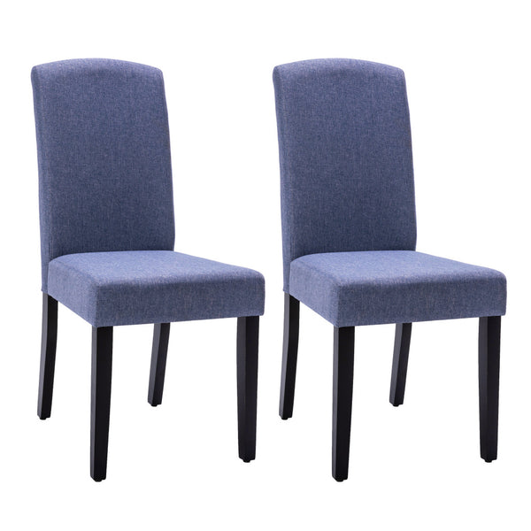 Homeroots Set Of Two Navy Blue And Black Upholstered Polyester Dining Parsons Chairs  Wood 546394
