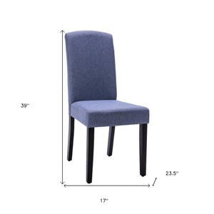 Homeroots Set Of Two Navy Blue And Black Upholstered Polyester Dining Parsons Chairs  Wood 546394