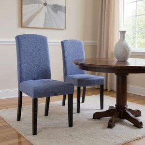 HomeRoots Set of Two Elegant Navy Blue and Black Upholstered Dining Chairs - Stylish, Comfortable Seating Solutions 546394