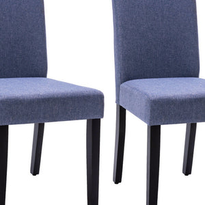 Homeroots Set Of Two Navy Blue And Black Upholstered Polyester Dining Parsons Chairs  Wood 546394
