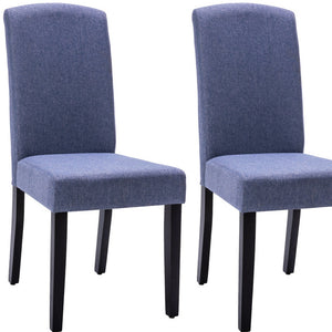 Homeroots Set Of Two Navy Blue And Black Upholstered Polyester Dining Parsons Chairs  Wood 546394