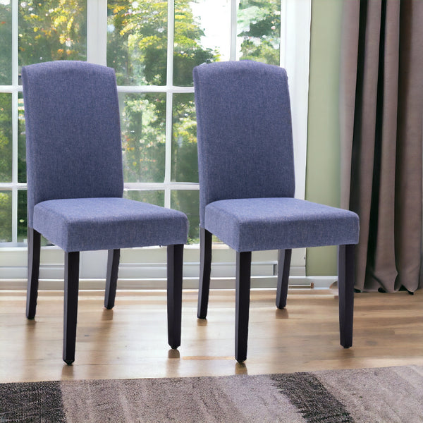 Homeroots Set Of Two Navy Blue And Black Upholstered Polyester Dining Parsons Chairs  Wood 546394