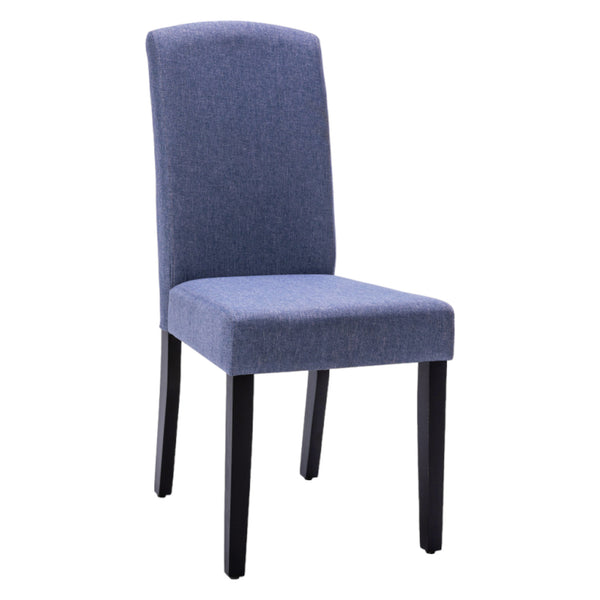 Homeroots Set Of Two Navy Blue And Black Upholstered Polyester Dining Parsons Chairs  Wood 546394