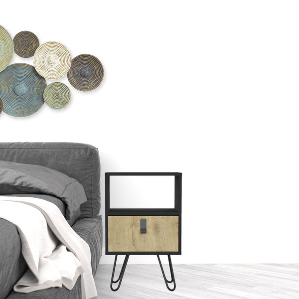 Homeroots 22" Black One Drawer Faux Wood Nightstand   546396