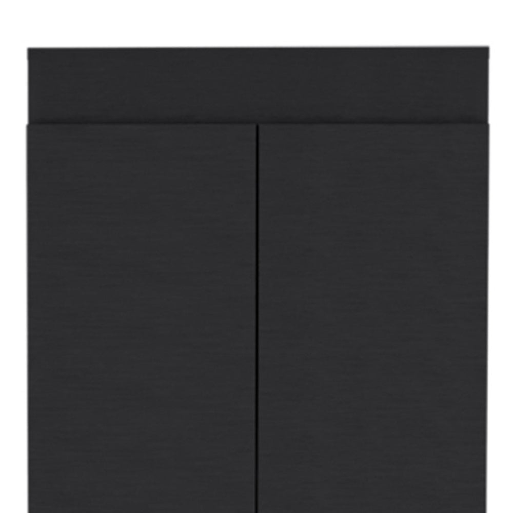 HomeRoots 67" Modern Black Pantry Cabinet - Slim Storage Solution with 5 Shelves for Kitchen & Utility Spaces 546397