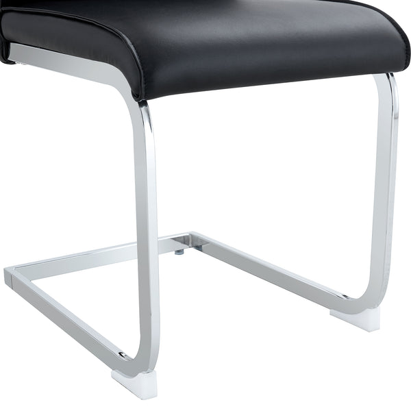 English Elm Luxury Modern Arch Chairs - Set Of 4 Black Pu Upholstered Dining Chairs With Stylish Silver Legs W1151P154857