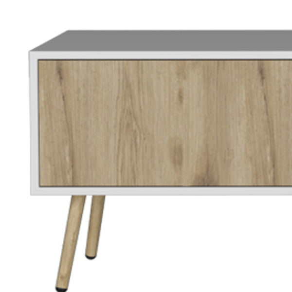 Homeroots 71" Stylish Two-tone Beige And White Tv Stand With Open And Enclosed Storage For Modern Spaces  Manufactured Wood 546400