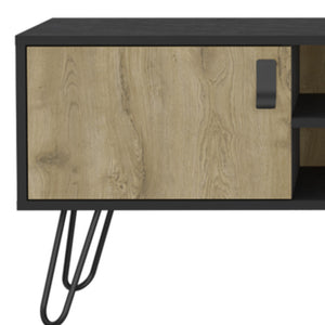 Homeroots 48" Beige And Black Tv Stand - Stylish Open And Enclosed Storage For Living Room Or Office Use  Manufactured Wood 546401