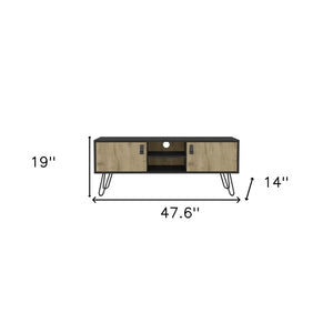 Homeroots 48" Beige And Black Tv Stand - Stylish Open And Enclosed Storage For Living Room Or Office Use  Manufactured Wood 546401
