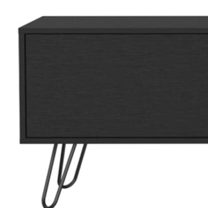 Homeroots 71" Stylish Black Wood Tv Stand With Open Storage, Cable Management & Modern Design For Any Room  Manufactured Wood 546403