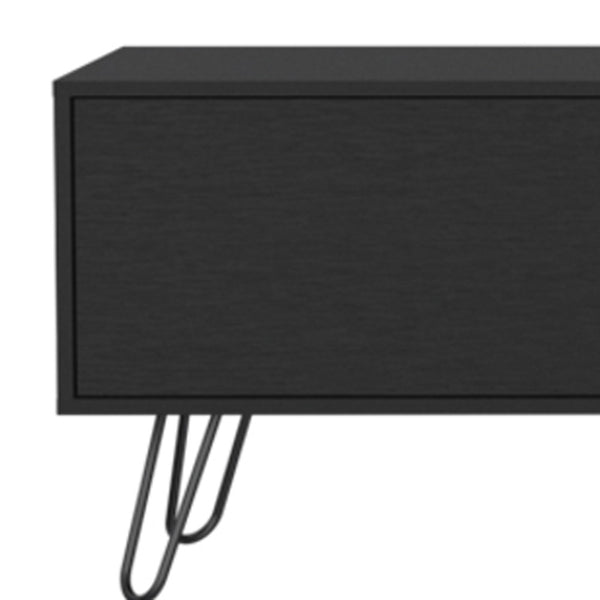 Homeroots 71" Stylish Black Wood Tv Stand With Open Storage, Cable Management & Modern Design For Any Room  Manufactured Wood 546403