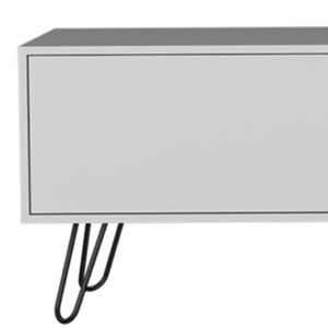 Homeroots 71" Modern White Cabinet Tv Stand With Open & Enclosed Storage, Stylish Hairpin Legs For Any Room  Manufactured Wood 546404